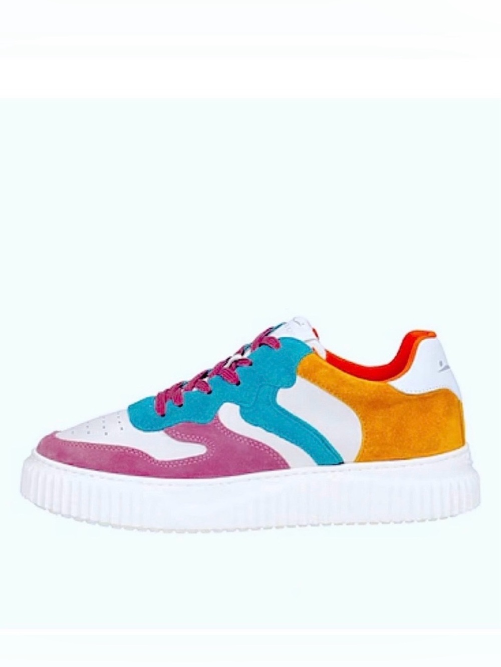 NWT VOILE BLANCHE LAURA Leather and Suede Sneakers in Teal and Purple